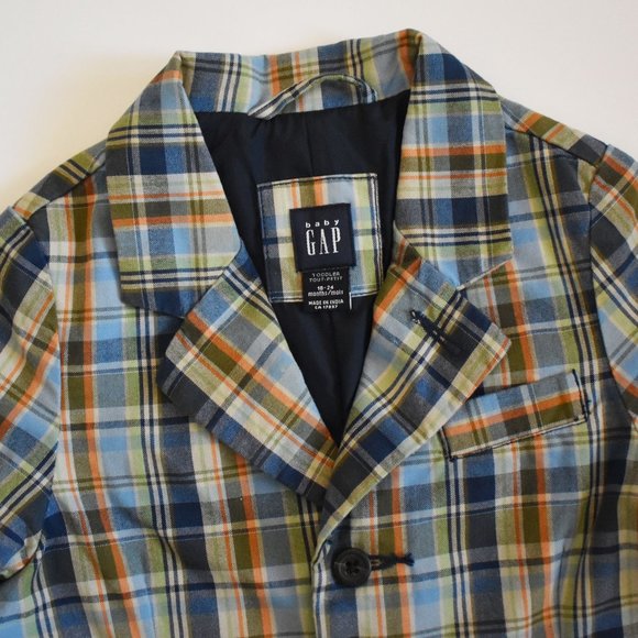 Baby Gap Fully Lined Multicolour Plaid Blazer 100% Cotton 18-24 Months - Picture 4 of 9